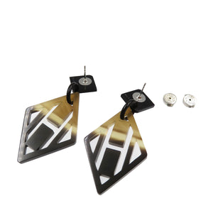 美品 エルメス Hロゴ バッファローホーン メタル ブラウン シルバー ピアス 0126【中古】HERMES