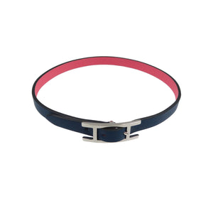 新品同様 エルメスビーアピ ドゥブルトゥール リバーシブル 2蓮 ヴォースイフト ディープブルー ローズアザレ ブレスレット 0127【中古】HERMES