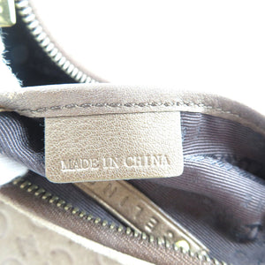 美品 セリーヌ ヴィンテージ ハーフムーン Cマカダム柄 スウェード ゴールド金具 モカ ブラウン ハンドバッグ 0132【中古】CELINE