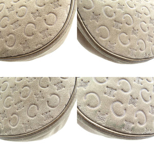 美品 セリーヌ ヴィンテージ ハーフムーン Cマカダム柄 スウェード ゴールド金具 モカ ブラウン ハンドバッグ 0132【中古】CELINE