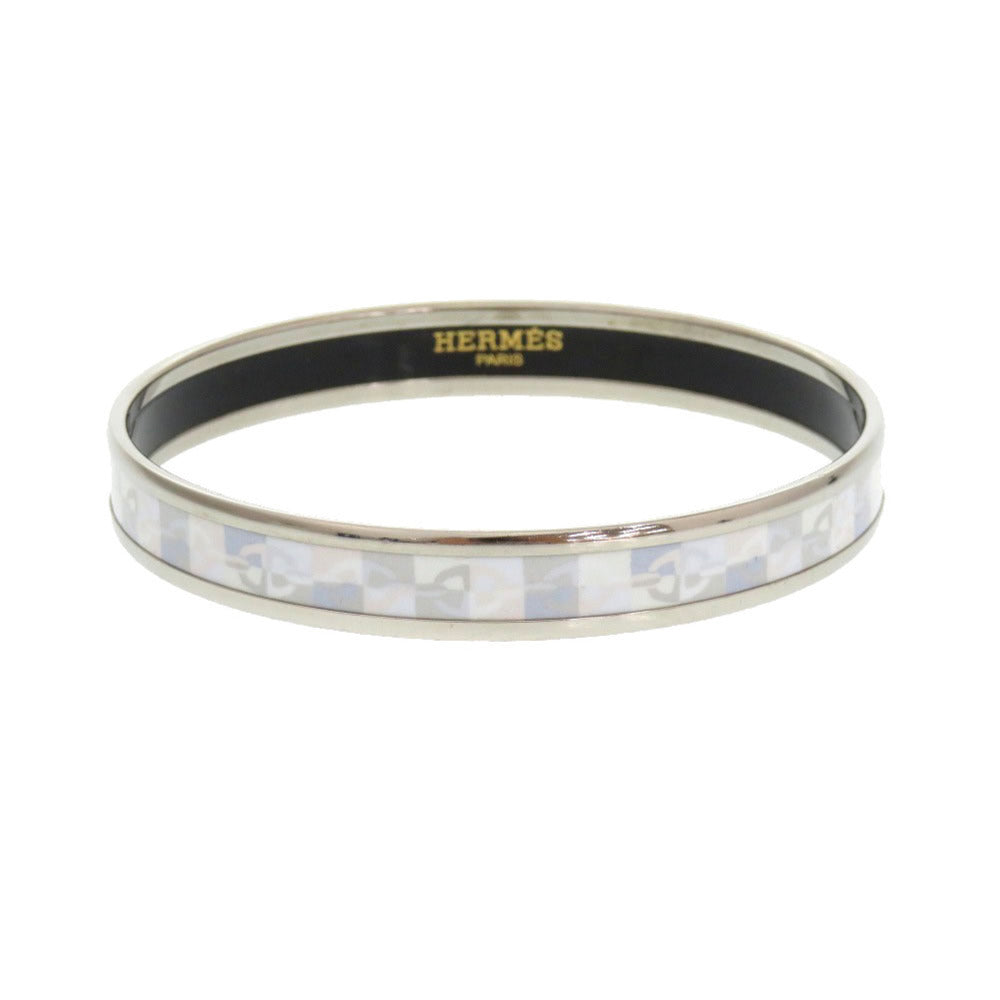 美品 エルメス エマイユMM バングル 七宝焼き ブルー シルバー金具 アクセサリー 0139 【中古】 HERMES