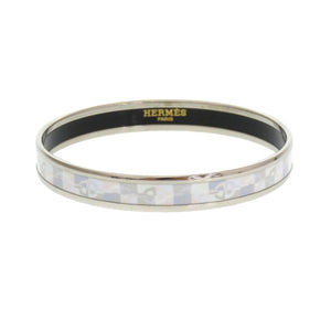 美品 エルメス エマイユMM バングル 七宝焼き ブルー シルバー金具 アクセサリー 0139 【中古】 HERMES