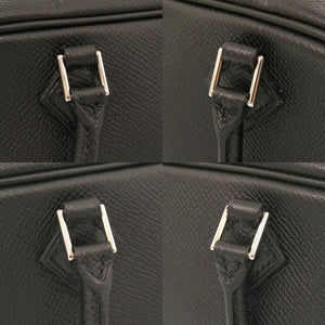 美品 エルメス ミニプリュム プリュム20 ヴォーエプソン ブラック シルバー金具 □M刻印 ハンドバッグ 黒 0001 【中古】 HERMES