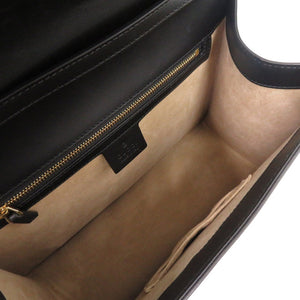 新品同様 グッチ シェリーライン シルヴィ 431665 レザー ブラック 2WAY ハンドバッグ ショルダーバッグ 黒 0024【中古】GUCCI