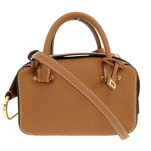 未使用 デルボー クールボックス ナノ トリヨンソフトグレインレザー べジタルアイボリー ゴールド金具 ショルダーバッグ 茶 0053 【中古】 DELVAUX デルヴォー