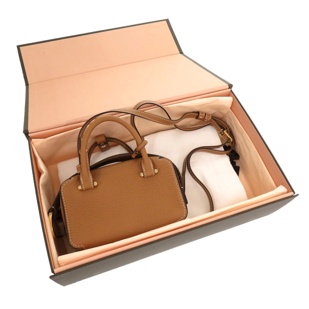 未使用 デルボー クールボックス ナノ トリヨンソフトグレインレザー べジタルアイボリー ゴールド金具 ショルダーバッグ 茶 0053 【中古】 DELVAUX デルヴォー