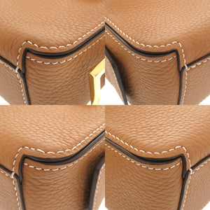 未使用 デルボー クールボックス ナノ トリヨンソフトグレインレザー べジタルアイボリー ゴールド金具 ショルダーバッグ 茶 0053 【中古】 DELVAUX デルヴォー