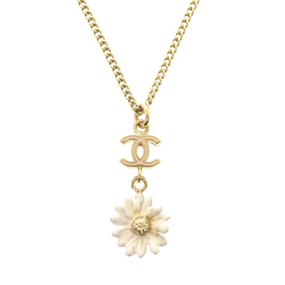 シャネル ココマーク フラワー ゴールド ホワイト ネックレス アクセサリー 0151 【中古】 CHANEL