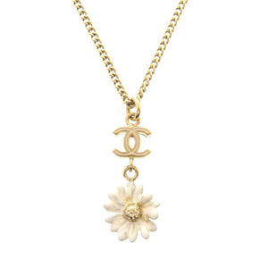 シャネル ココマーク フラワー ゴールド ホワイト ネックレス アクセサリー 0151 【中古】 CHANEL