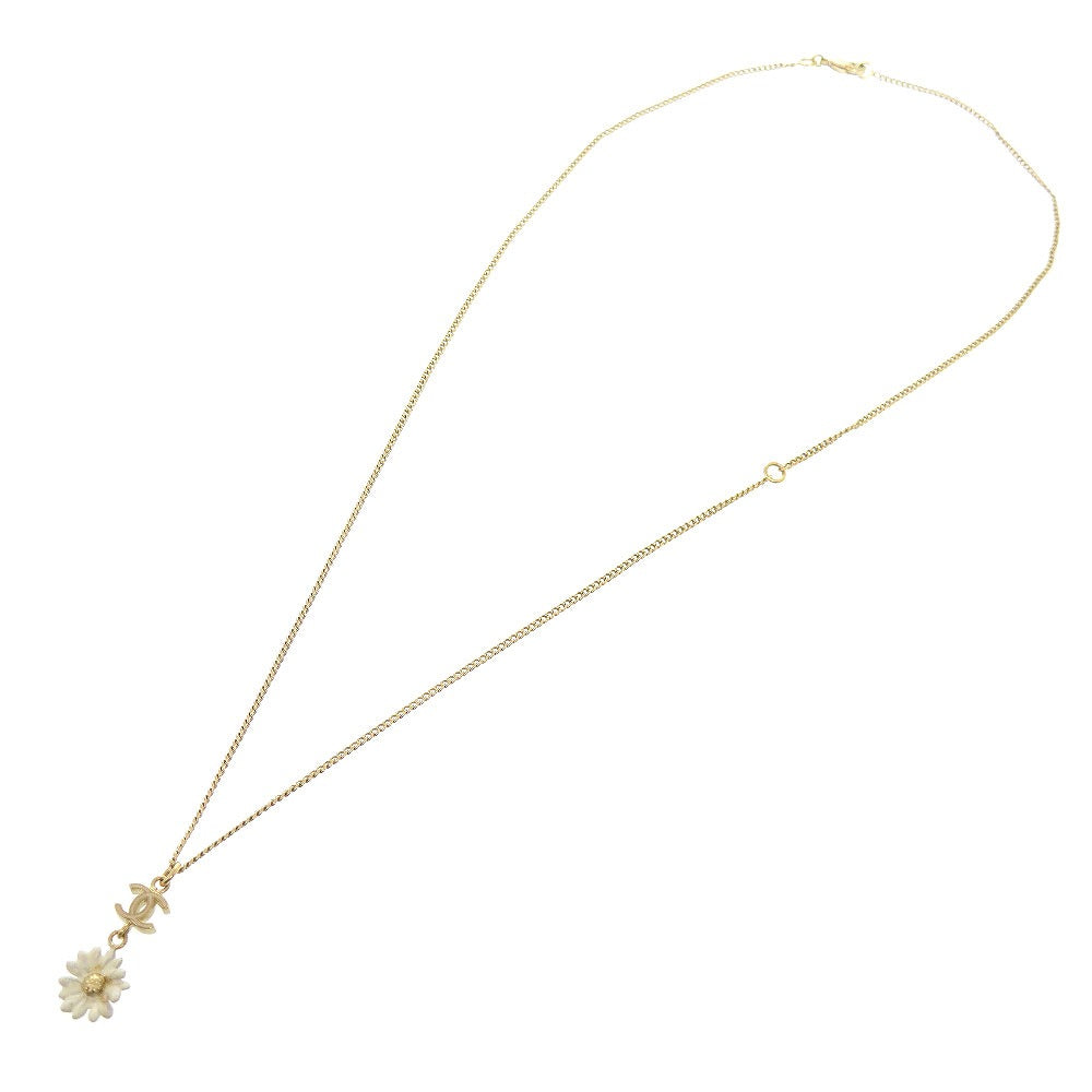 シャネル ココマーク フラワー ゴールド ホワイト ネックレス アクセサリー 0151 【中古】 CHANEL