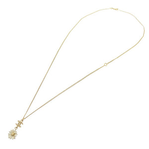 シャネル ココマーク フラワー ゴールド ホワイト ネックレス アクセサリー 0151 【中古】 CHANEL