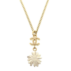 シャネル ココマーク フラワー ゴールド ホワイト ネックレス アクセサリー 0151 【中古】 CHANEL