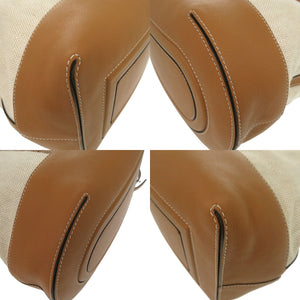 美品 デルボー エブリーDトートバッグ レザー コットンキャンバス ブラウン ベージュ 茶色 トートバッグ 0156【中古】DELVAUX