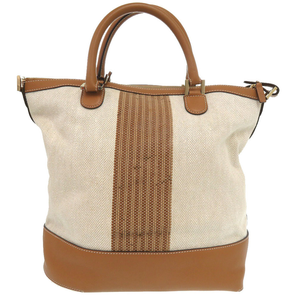 美品 デルボー エブリーDトートバッグ レザー コットンキャンバス ブラウン ベージュ 茶色 トートバッグ 0156【中古】DELVAUX