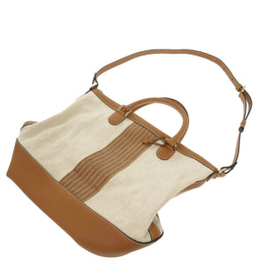 美品 デルボー エブリーDトートバッグ レザー コットンキャンバス ブラウン ベージュ 茶色 トートバッグ 0156【中古】DELVAUX