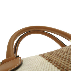 美品 デルボー エブリーDトートバッグ レザー コットンキャンバス ブラウン ベージュ 茶色 トートバッグ 0156【中古】DELVAUX