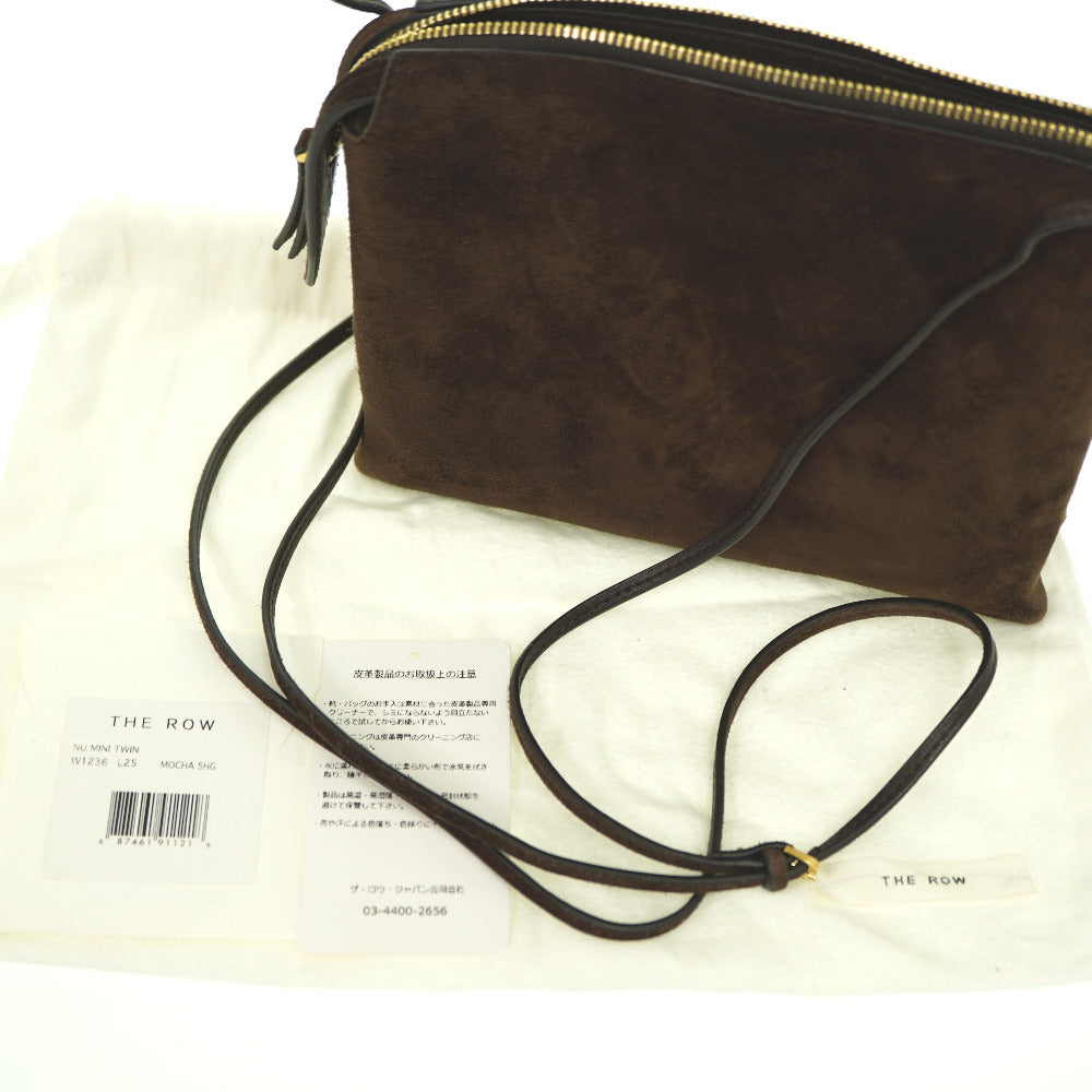 美品 ザ ロウ ニューツイン ミニ ショルダーバッグ スウェード ブラウン 茶 0157【中古】THE ROW