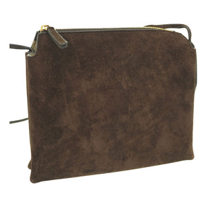 美品 ザ ロウ ニューツイン ミニ ショルダーバッグ スウェード ブラウン 茶 0157【中古】THE ROW