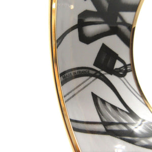 未使用品 エルメス プリーズチェックイン エクストララージ バングル メタル/エナメル ブラック ホワイト 0169【中古】HERMES