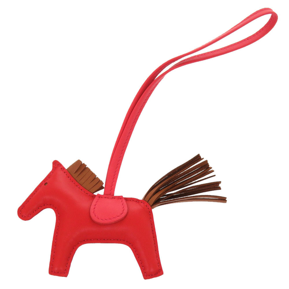 新品同様 エルメス ロデオPM ルージュクー ピヴォワンヌ シガール アニョーミロ Y刻印(2020年製) バッグチャーム 赤 0170 【中古】 HERMES