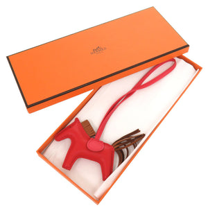 新品同様 エルメス ロデオPM ルージュクー ピヴォワンヌ シガール アニョーミロ Y刻印(2020年製) バッグチャーム 赤 0170 【中古】 HERMES