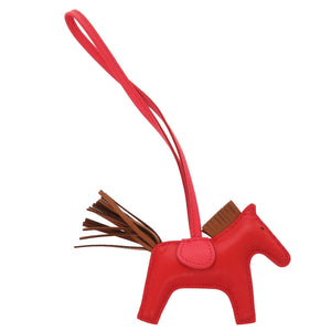 新品同様 エルメス ロデオPM ルージュクー ピヴォワンヌ シガール アニョーミロ Y刻印(2020年製) バッグチャーム 赤 0170 【中古】 HERMES