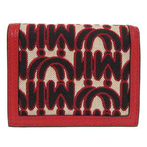 新品同様 ミュウミュウ マドラス ジャガード 5MV204 レザー キャンバス レッド 二つ折り財布 赤 0211 【中古】 MIUMIU