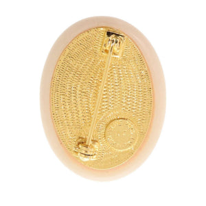 美品 セリーヌ ヴィンテージ メタル クリスタル ピンクベージュ ブローチ 0227【中古】CELINE