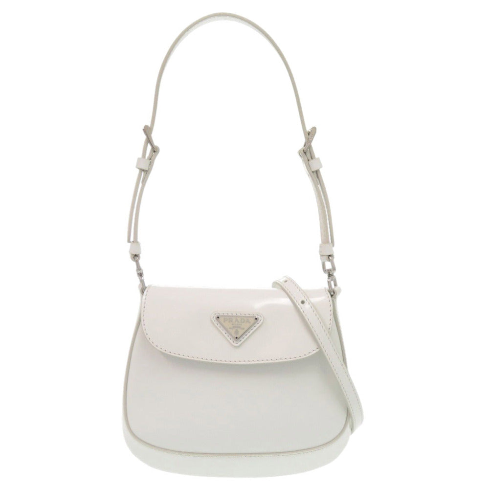 未使用 プラダ SPAZZOLATO 1BH188 トライアングルロゴ レザー ホワイト 2way ショルダーバッグ 白 0372【中古】PRADA