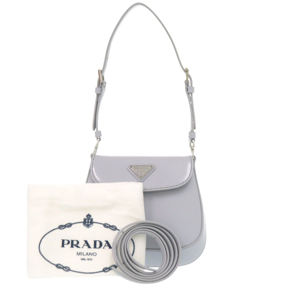 未使用 プラダ SPAZZOLATO 1BH188 トライアングルロゴ レザー ライトブルー 2way ショルダーバッグ 0373【中古】PRADA