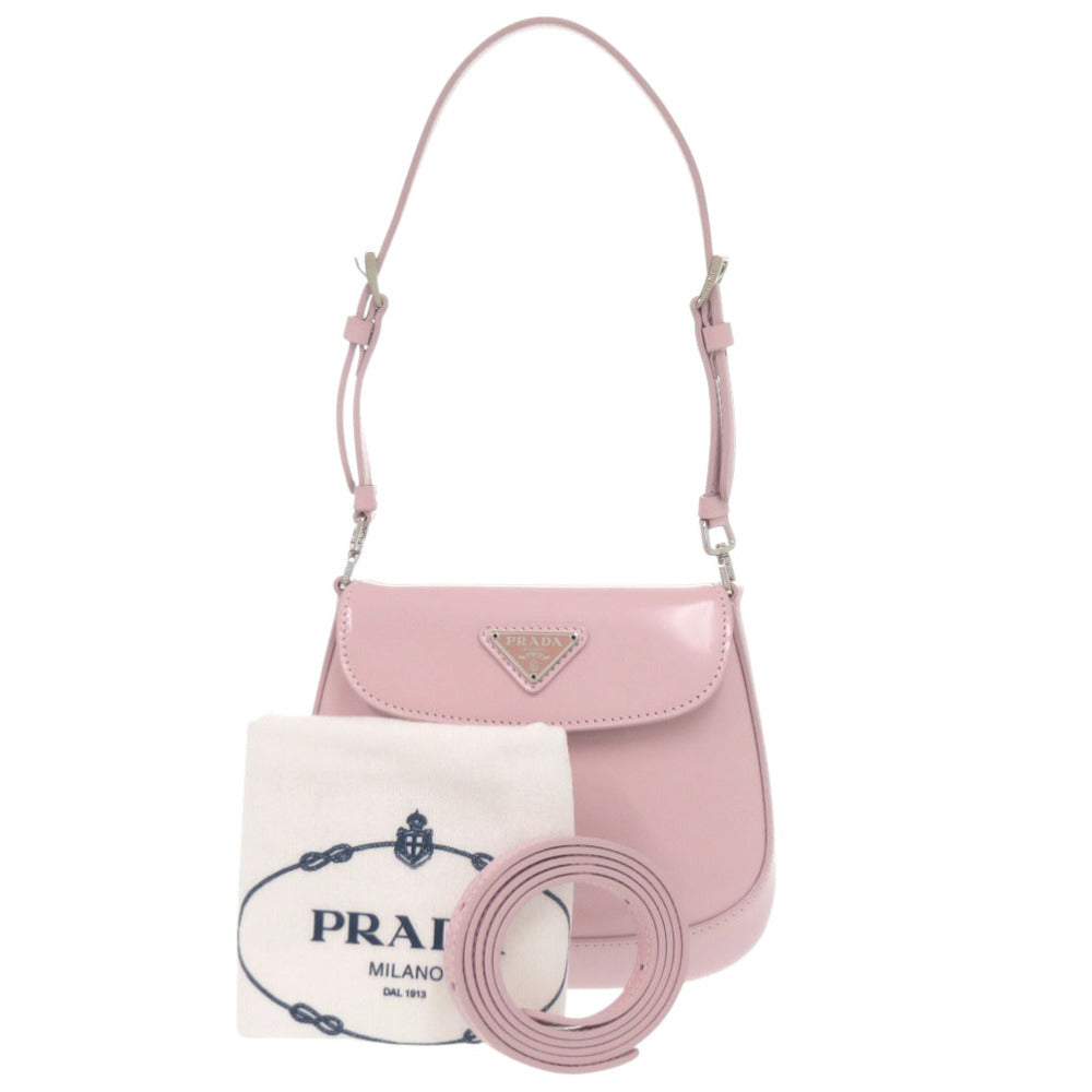 未使用 プラダ SPAZZOLATO 1BH188 トライアングルロゴ レザー ピンク 2way ショルダーバッグ 0374【中古】PRADA