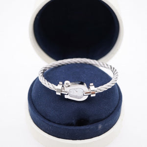 美品 フレッド フォース10 4Pダイヤ 腕時計 ステンレススチール/ダイヤモンド ホワイトシェル 0380【中古】FRED レディース