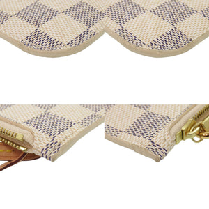 美品 ルイ ヴィトン ネヴァーフルポーチ PM用 ダミエアズールキャンバス ホワイト ポーチ バッグ 白 LV 0845【中古】LOUIS VUITTON