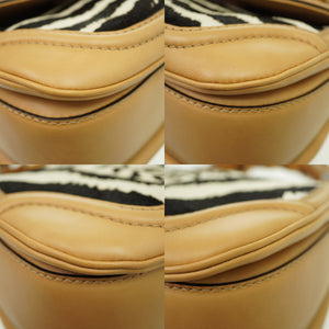 グッチ ニューバンブー ハラコ/レザー ショルダー ハンドバッグ ゼブラ柄 254884 ストラップ付 0857【中古】GUCCI