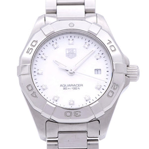タグホイヤー アクアレーサー 11Pダイヤ WAY1413 クオーツ 腕時計 SS/ダイヤモンド ホワイトシェル 1073【中古】TAG HEUER レディース