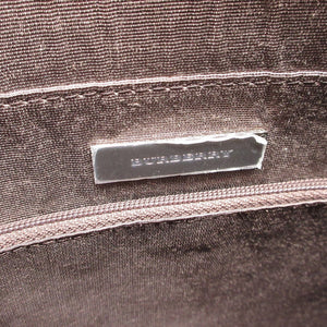 新品同様 バーバリー チェック キャンバス レザー ベージュ ブラウン 茶 トートバッグ 1110【中古】BURBERRY