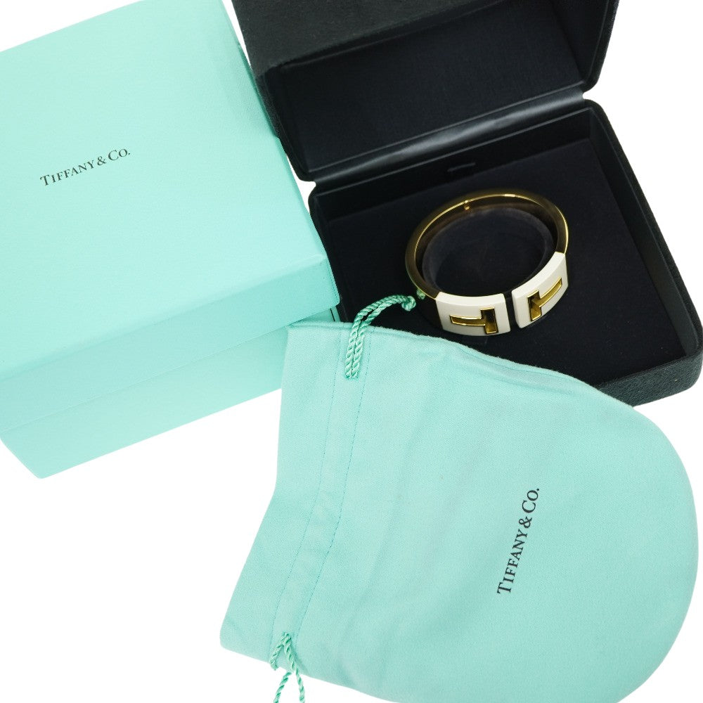 新品同様 ティファニー Tカットアウト K18YG カフ バングル イエローゴールド/ホワイトセラミック ジュエリー アクセサリー 1119【中古】TIFFANY&Co.