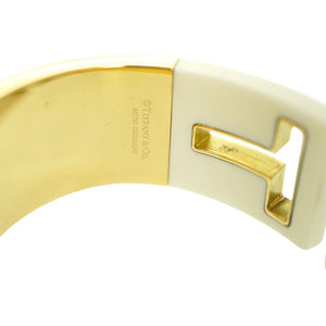 新品同様 ティファニー Tカットアウト K18YG カフ バングル イエローゴールド/ホワイトセラミック ジュエリー アクセサリー 1119【中古】TIFFANY&Co.