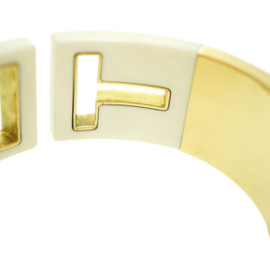 新品同様 ティファニー Tカットアウト K18YG カフ バングル イエローゴールド/ホワイトセラミック ジュエリー アクセサリー 1119【中古】TIFFANY&Co.