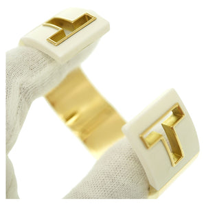 新品同様 ティファニー Tカットアウト K18YG カフ バングル イエローゴールド/ホワイトセラミック ジュエリー アクセサリー 1119【中古】TIFFANY&Co.