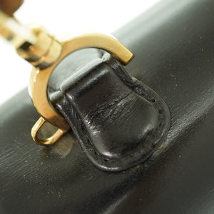 美品 グッチ バンブー ショルダー ハンド バッグ レザー ブラック 黒 ショルダーストラップ付 1294【中古】GUCCI
