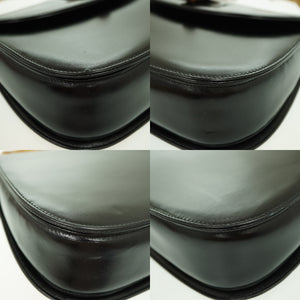 美品 グッチ バンブー ショルダー ハンド バッグ レザー ブラック 黒 ショルダーストラップ付 1294【中古】GUCCI