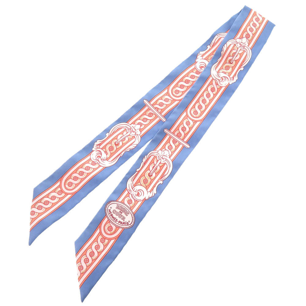 美品 エルメス ツイリー BRIDE DE COUR 法廷の勒 シルク ブルー スカーフ 青 1301 【中古】 HERMES