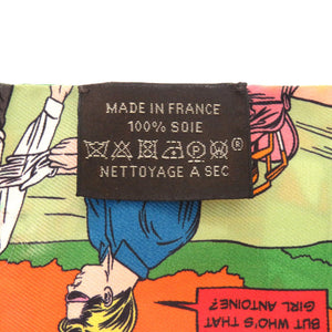 美品 エルメス ツイリー WOW アメコミ風 オレンジ ヴェール ジョーヌ シルク スカーフ 1302 【中古】 HERMES