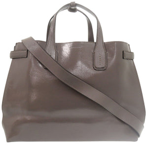 バーバリー 2WAY ソフトバナー パテントレザー グレー ショルダーバッグ 1332【中古】BURBERRY