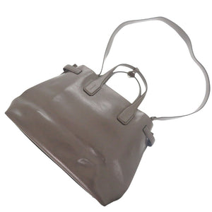 バーバリー 2WAY ソフトバナー パテントレザー グレー ショルダーバッグ 1332【中古】BURBERRY