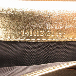 新品同様 グッチ 141412 GGキャンバス レザー ゴールド 2つ折り長財布 財布 1430【中古】GUCCI