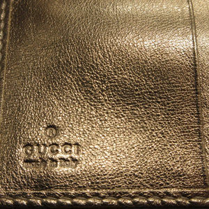 新品同様 グッチ 141412 GGキャンバス レザー ゴールド 2つ折り長財布 財布 1430【中古】GUCCI