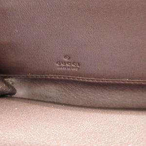 新品同様 グッチ グッチシマ 112724 レザー ブラウン 茶 ラウンドファスナー長財布 財布 1442【中古】GUCCI