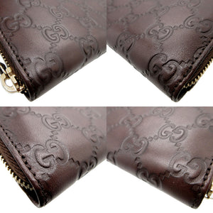 新品同様 グッチ グッチシマ 112724 レザー ブラウン 茶 ラウンドファスナー長財布 財布 1442【中古】GUCCI